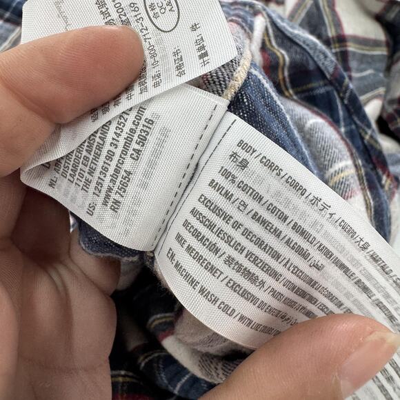 Abercrombie & Fitch Shirt Mens Medium Blue Red Plaid Soft AF Flannel Button Down - Picture 4 of 7
